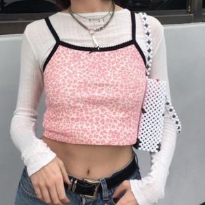 Brandy Melville pink leopard tank top